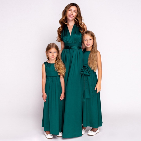 Silk flower girl dress, Mother and Daughter dresses
