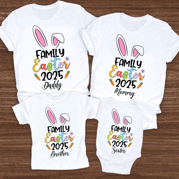 Family Easter 2025 Shirt, Custom Family Easter Outfit, Easter Family Shirts, Easter Matching Shirts, Easter Bunny Shirts, Bunny Family Shirt